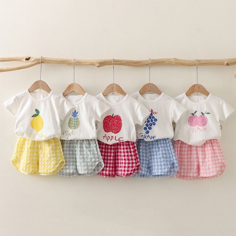 Set Baby Fruit Tea 6 bulan -18 bulan / Setelan Fruit Short Sleeve T-Shirt