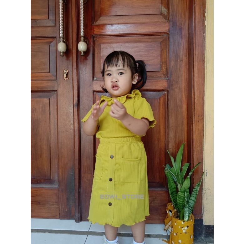Setelan One Set Model Rok Labubu Bahan Knit Premium Baby Usia 1-4 Tahun