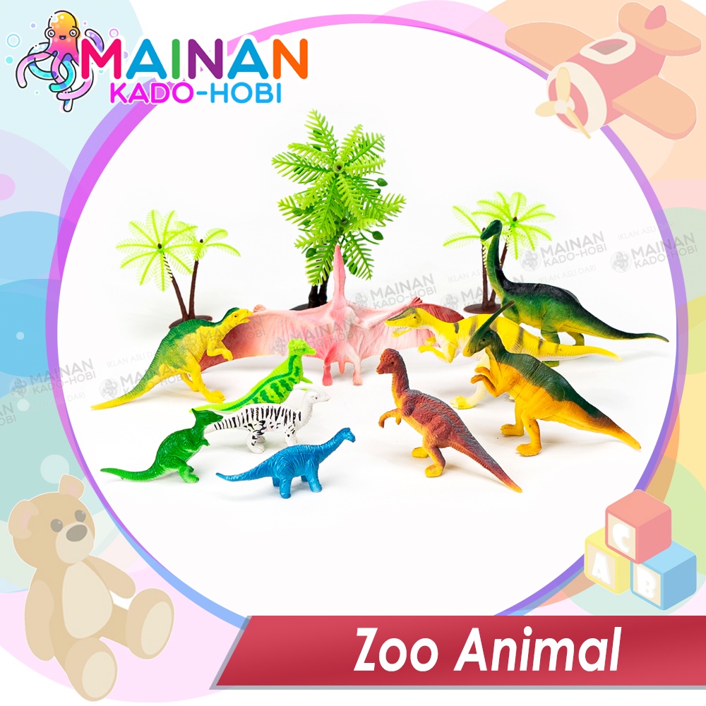 HADIAH KOLEKSI ANAK PAJANGAN SET MINIATUR ZOO ANIMAL DINOSAURUS