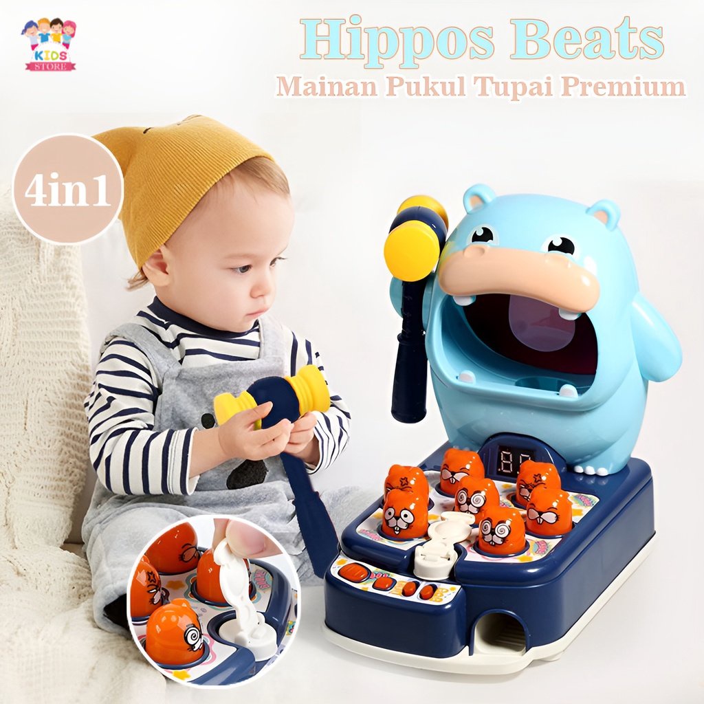 Hippos Beats | Mainan Pukul Tikus Pukul Pukulan Palu | Mainan Edukasi Anak Laki Laki 3 Tahun | Mainan Seru Untuk Keluarga | Permainan Keluarga