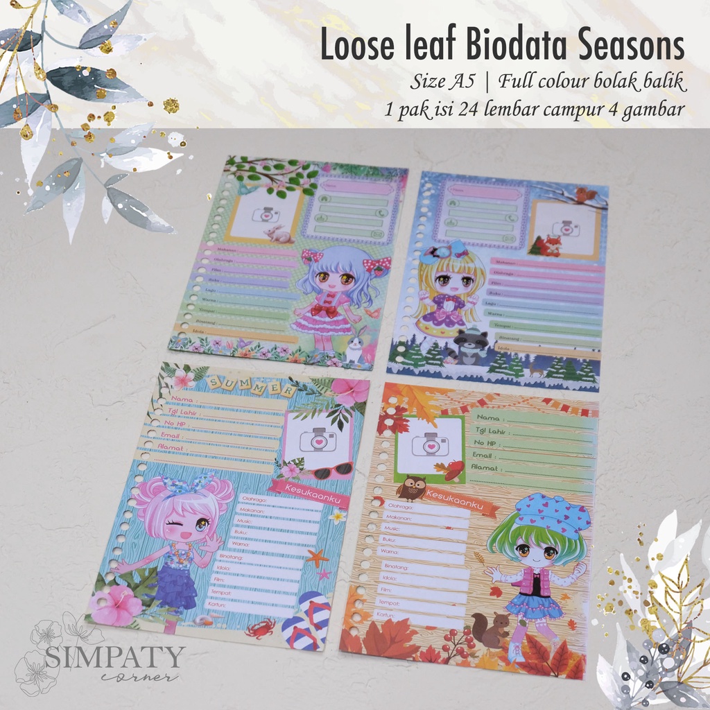 

Loose leaf biodata lucu | looseleaf friendship | kertas file anak perempuan | Isi Binder lucu