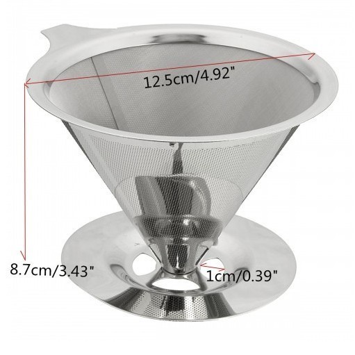 

Terlaris ✨ -Coffee Dripper Stainless Cone Double Mesh Saringan Kopi- 2.1.23