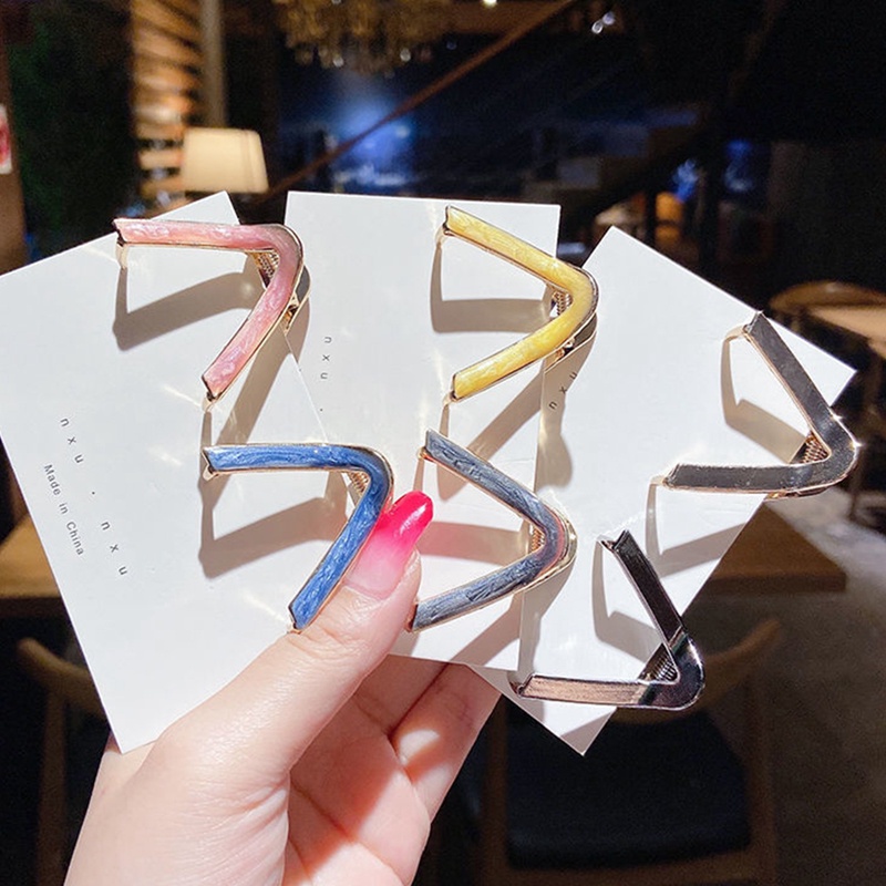 Chic V Bentuk Cakar Klip Wanita Klip Rambut Geometris Jepit Rambut Gadis Hair Claw Hair Barrettes Fashion Aksesoris Rambut