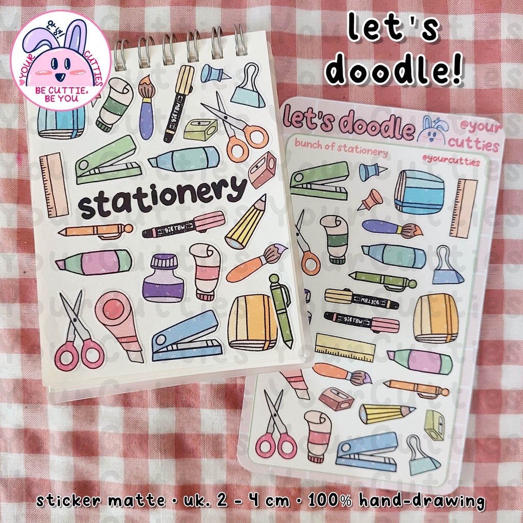 

[SHEET] STIKER STATIONERY ALAT TULIS BRUSHPEN DOODLE JURNAL BUJO PLANNER LUCU MURAH