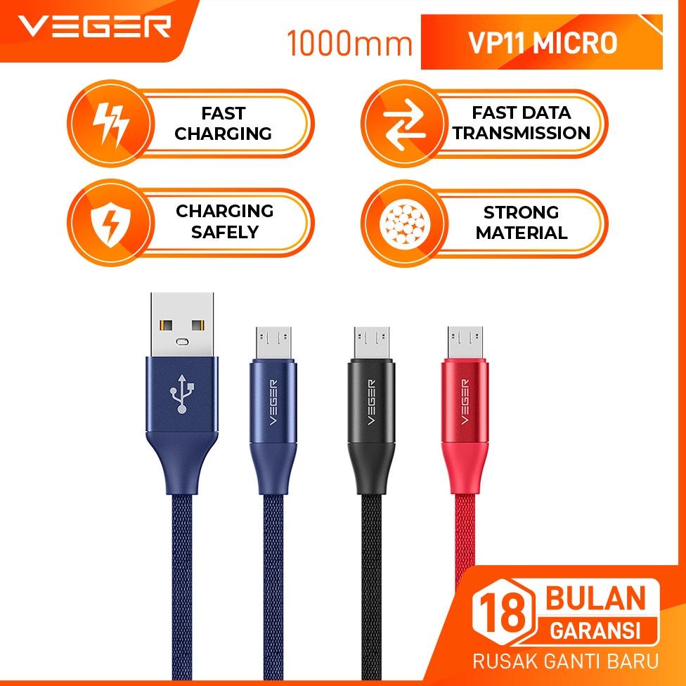 VEGER Kabel Data USB MICRO VP11 Quick Charge Fast Charging High Speed