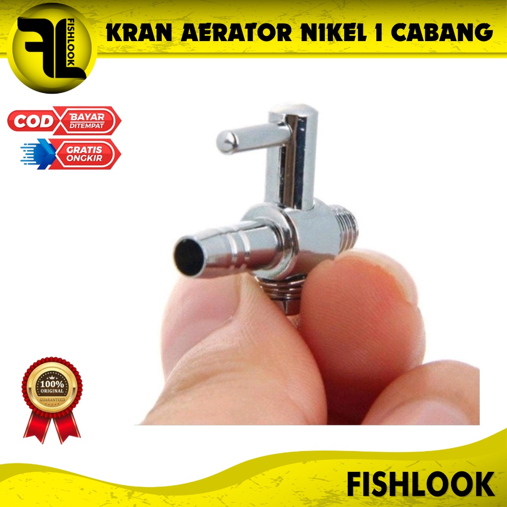 Kran Keran 1 Cabang Nikel Stainless Pembagi Udara Aerator Aquarium