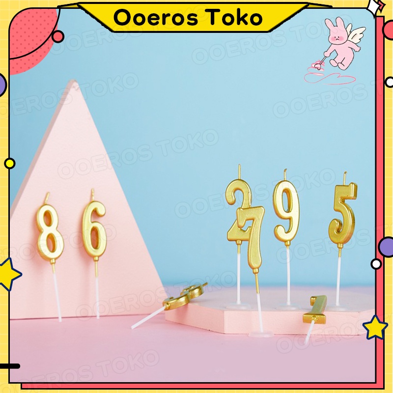 ✅GROSIR✅ 0~9 Lilin Angka / Lilin Ulang Tahun Emas 1pcs / Hiasan Kue Ulang Tahun / Happy Birthday Cake Golden Number Candle Image 6