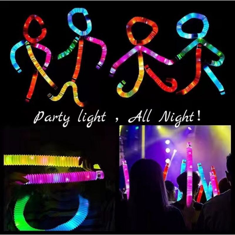 Mainan Anak Lampu Pipa Pop Light Tube LED Pipa Stick Selang Kerut Puzzle