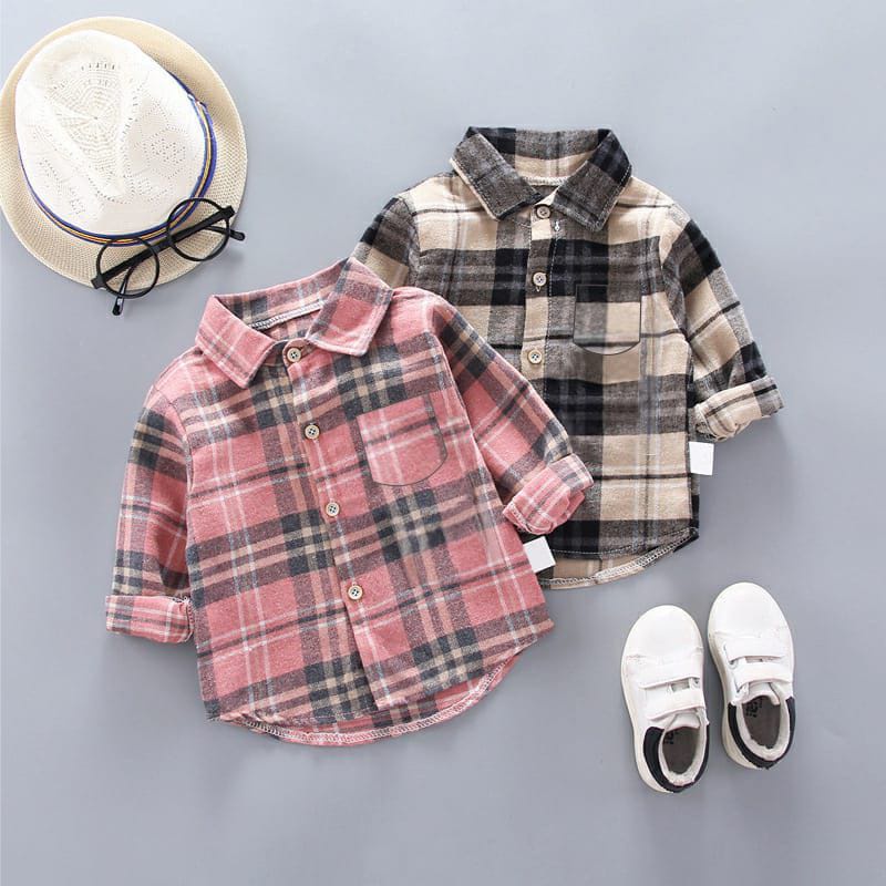 IL - Kemeja Flanel Julya Anak Korean Style / Kemeja Kotak Kotak Anak