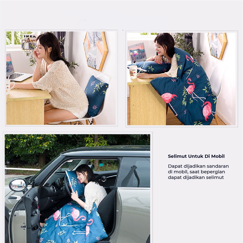 Bantal Selimut Karakter 2 in 1 Balmut Dewasa Tebal Bantal Traveling Bisa Dilipat Bantal Tidur