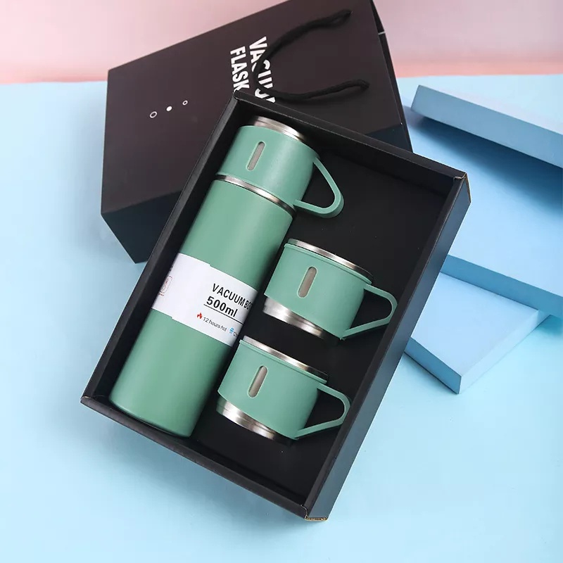 Termos Vacuum Flask Gift Set Hampers Free Cangkir 2 Pcs / Botol Minum 500ml Termos Vacuum Cup Panas Dingin Import - DX-010