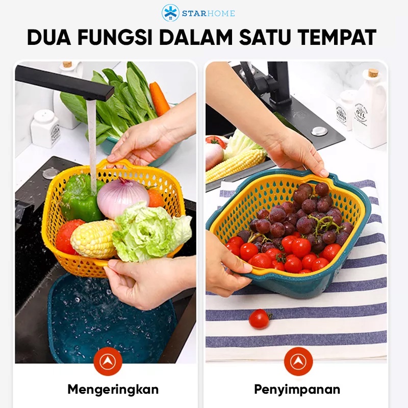 Keranjang Tirisan Sayur Buah Baskom Tirisan Serbaguna Baskom Saringan Sayuran