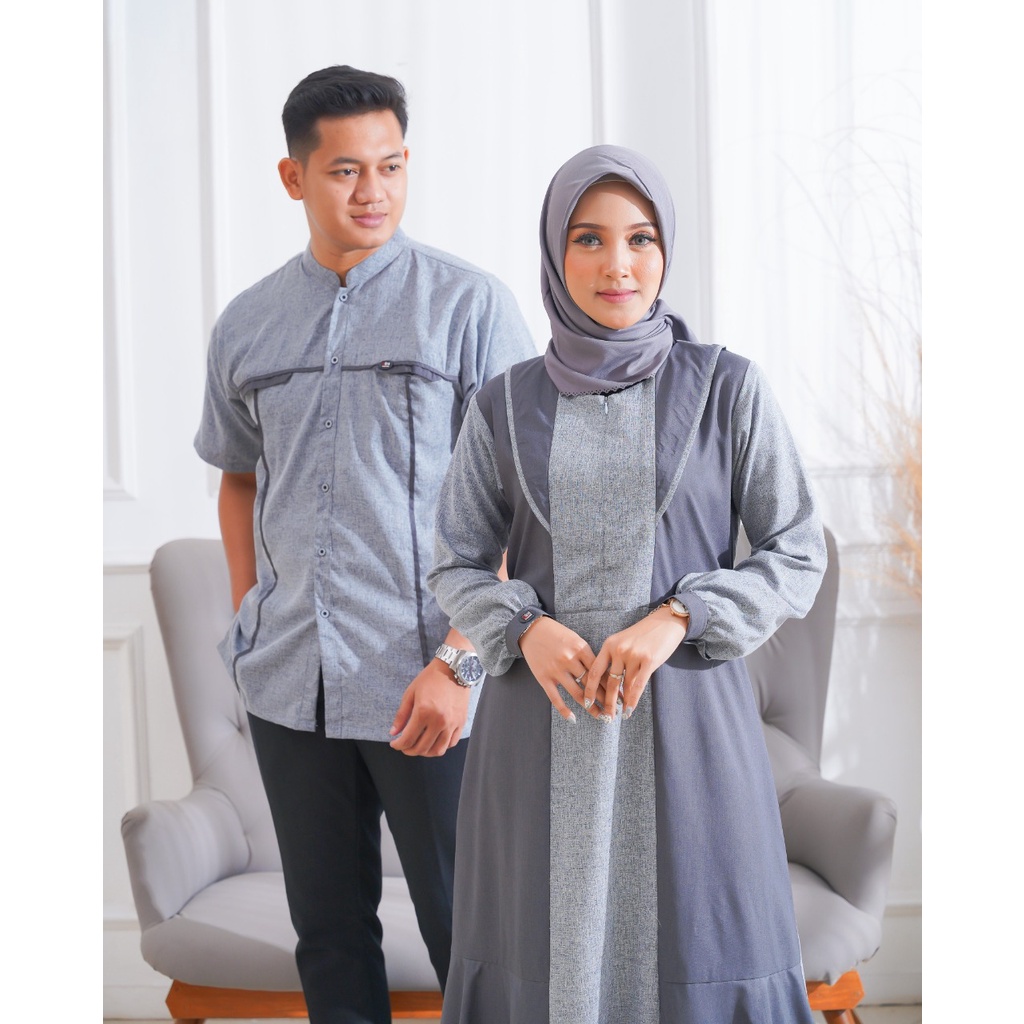 HAFIZ - HAFSAH CHARCHOAL BY SILMI FASHION BAJU BUSANA MUSLIM WANITA PRIA PAKAIAN COUPLE PASANGAN HAR