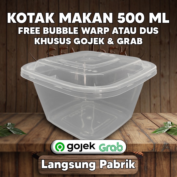 Food Container Square 500 ml / Thinwall Kotak 500 ML PersegI Plastik