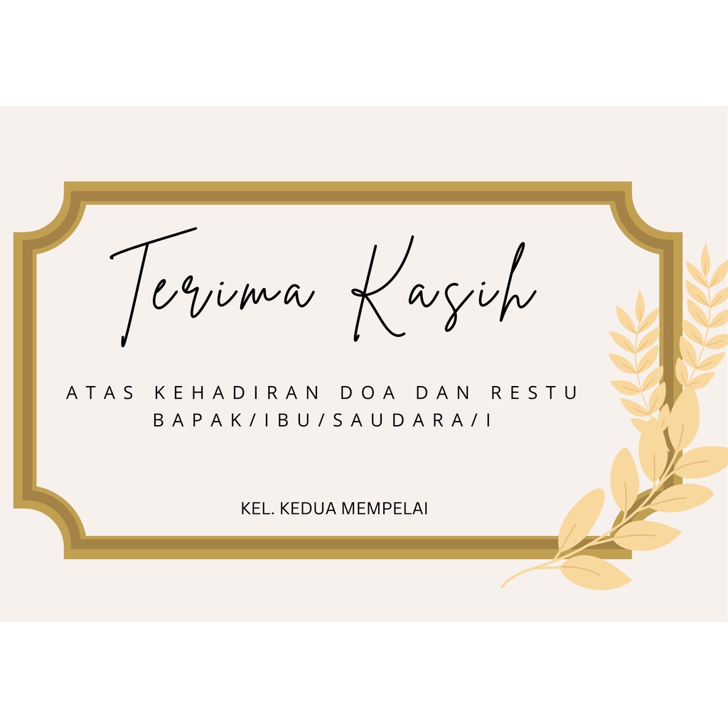 

Souvenir Kartu Ucapan Terima Kasih - Thank You Card - Souvenir Pernikahan
