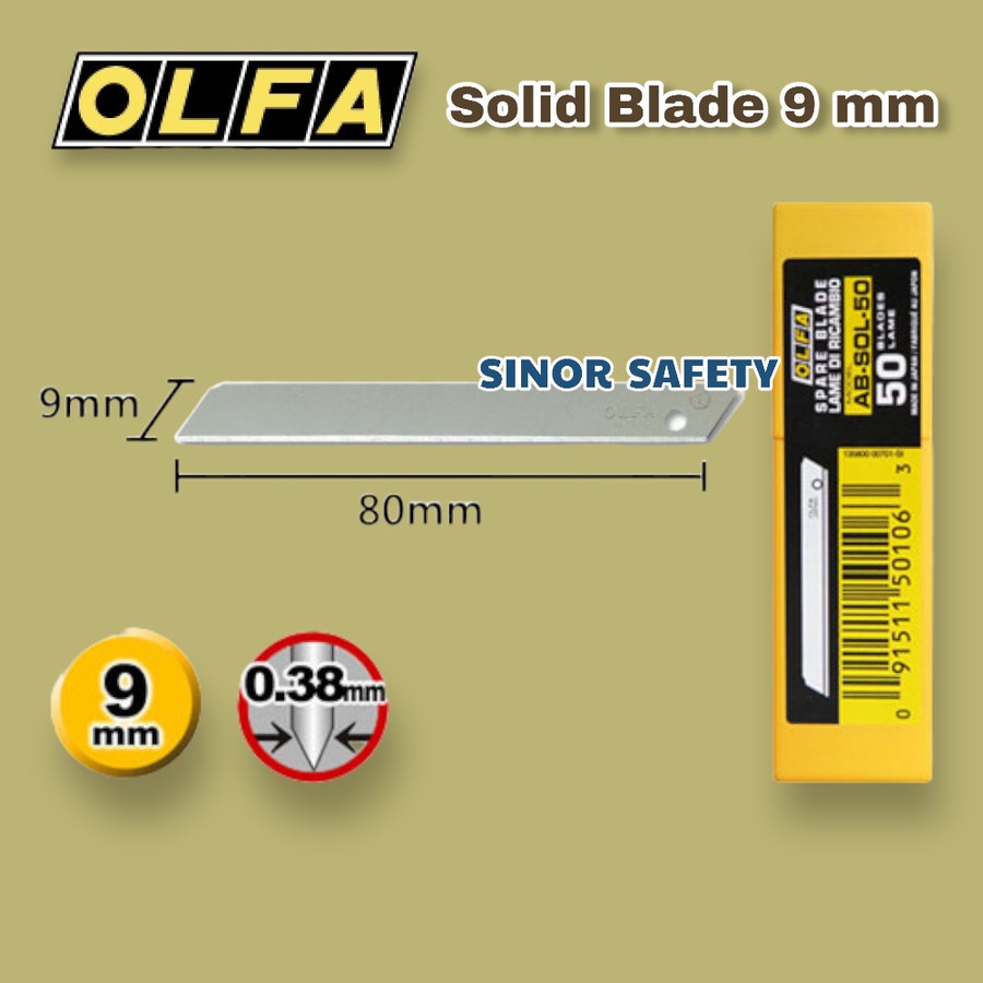 Olfa Cutter REFILL AB-SOL-50 Solid Blade 9 mm 50 pcs Per Pack