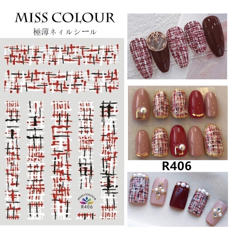 Pretty  Stiker Kuku 3D Miss Colour Motif Butterfly/Motif Zebra/Motif kotak-kotak Seni Kuku/Nail Sticker DIY