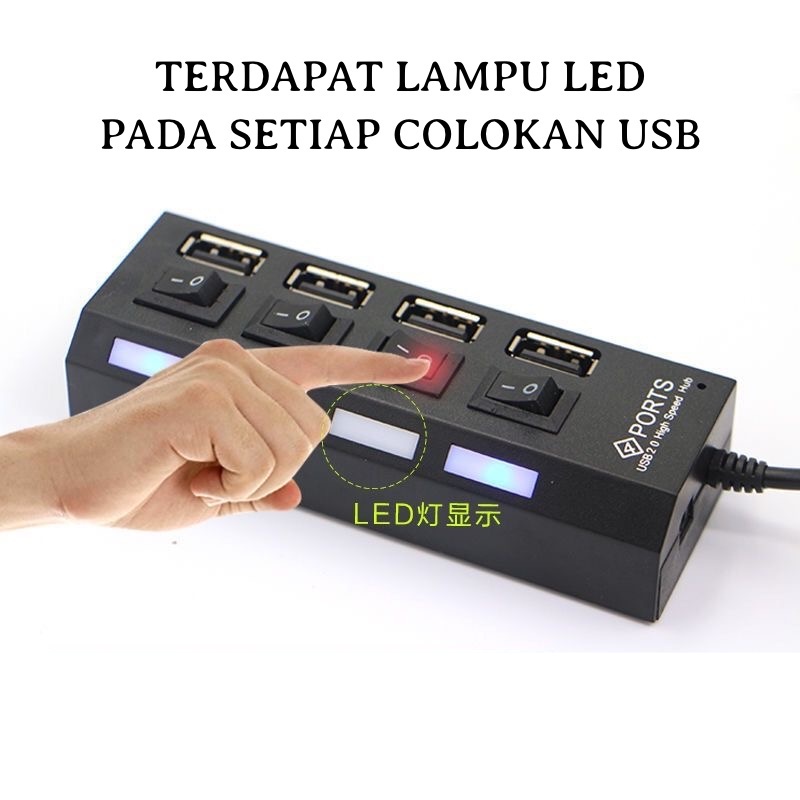 [HKL] USB HUB 2.0 4 PORT &amp; 7 PORT SAKLAR ON-OFF ADAPTOR CHARGER HI SPEED USB HUB LUBANG KABEL FLASHDISK DATA READER