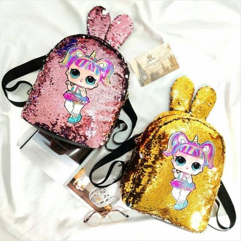 LS 417 - Ransel Anak LOL Gliter LED Tas Anak LOL Lampu Led Sequin Tas Sekolah Ngaji TK PAUD SD