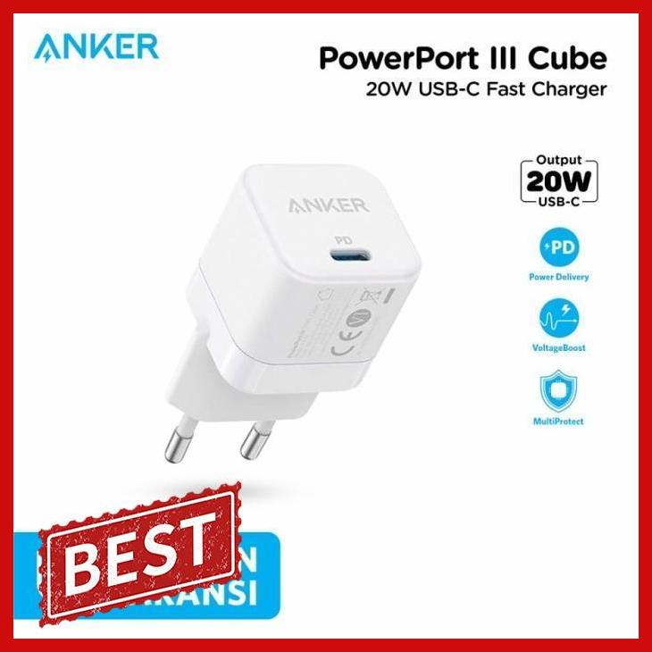 

Kepala Charger Anker Type C 20W PD Adaptor PowerPort III Cube A2149