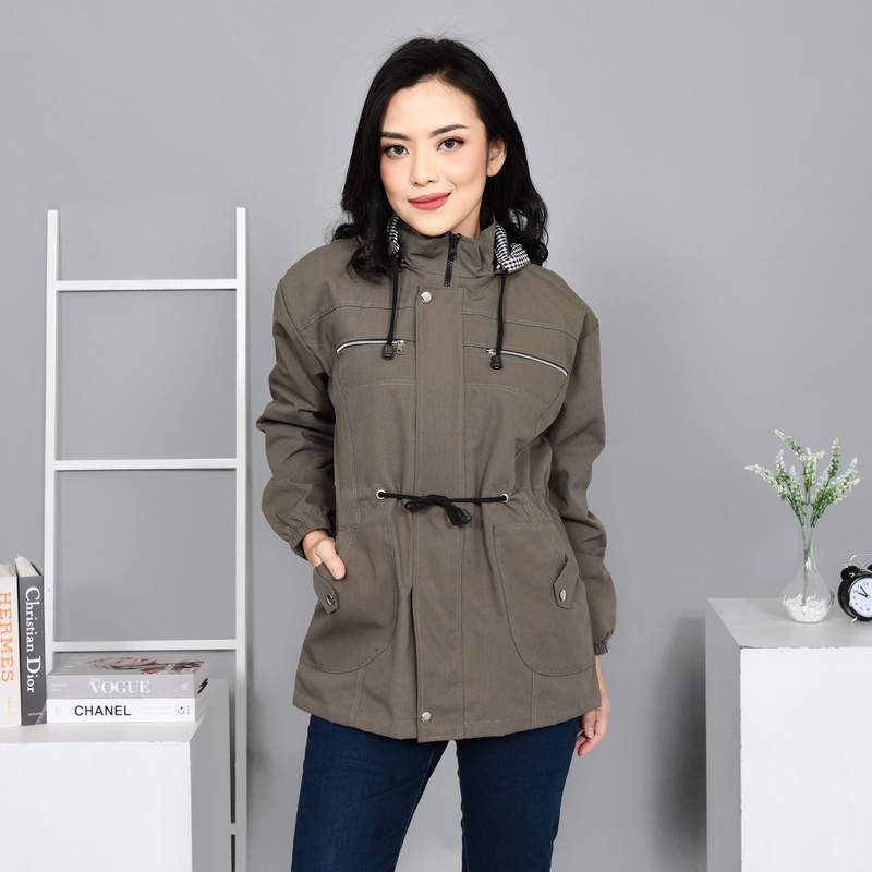 Parka Wanita Korea Jumbo Anti Angin Panjang Bolak Balik Baby Canvas Ukuran XXL Sampai 4XL