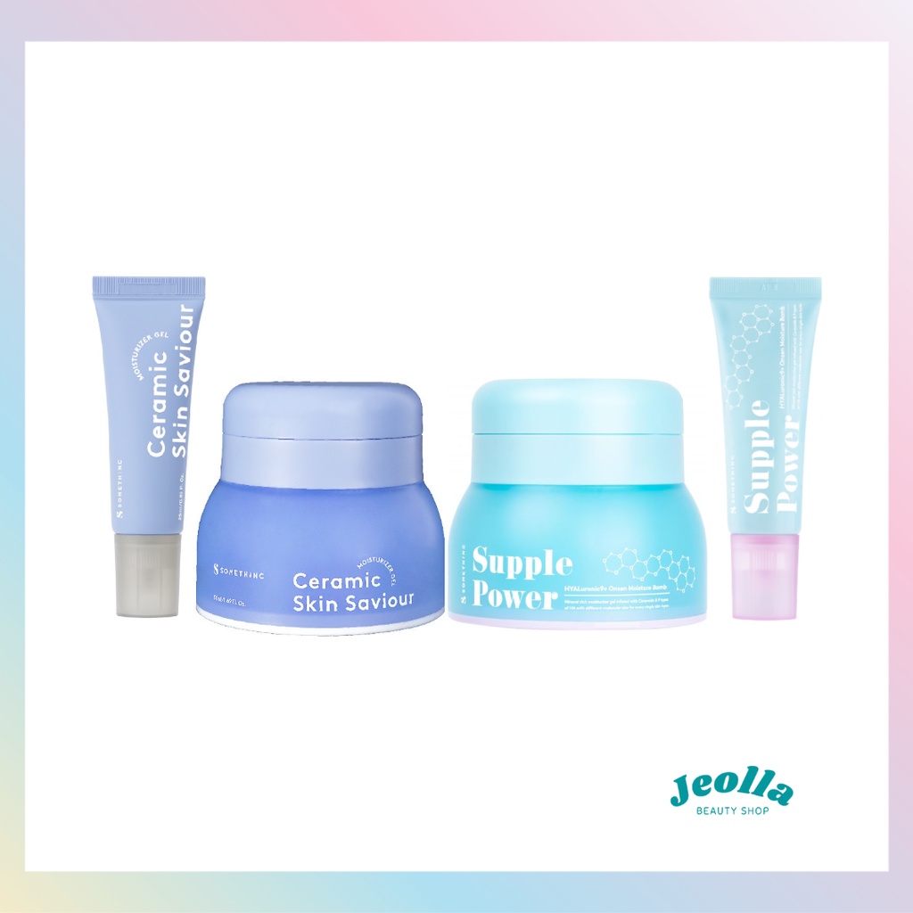 SOMETHINC Ceramic Skin Saviour Moisturizer Gel &amp; Supple Power Hyaluronic9+Onsen Moisture Bomb Gel (Kulit Sensitif) - 25 &amp; 50 ml &amp; Refill- Pelembap Krim Pagi dan Malam