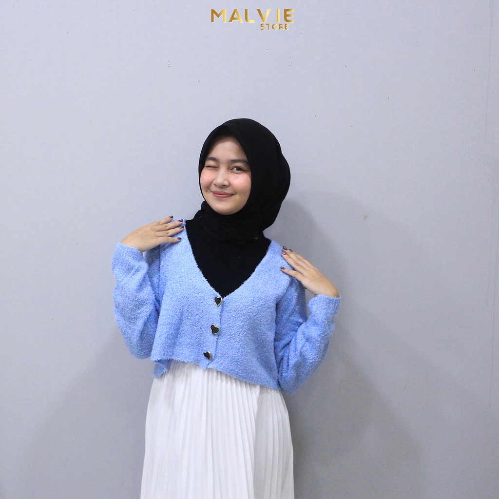 Cardigan crop wanita bulu bulu Fenella atasan rajut korea | 12500