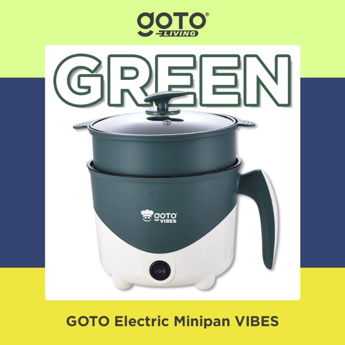 panci listrik Goto Vibes Electric Pan Panci Listrik Elektrik Serbaguna Multifungsi - Hijau(W6B0) Pan