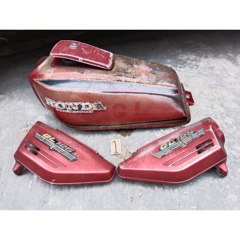 tangki set kempol aki original paint merah cabe busuk honda GL 100 125 original second