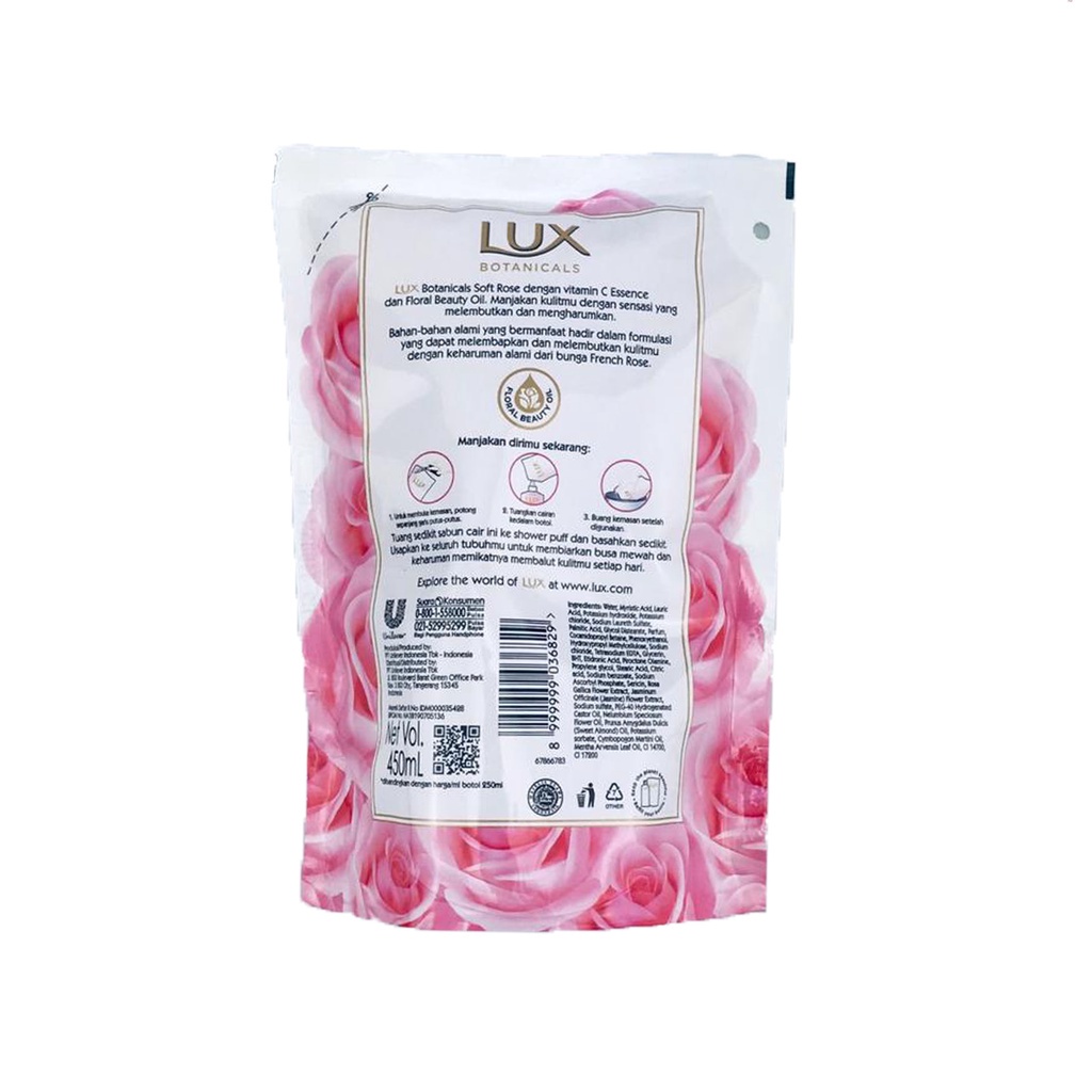 Lux Botanicals soft rose* sabun cair refill* soft skin* netto 400ml