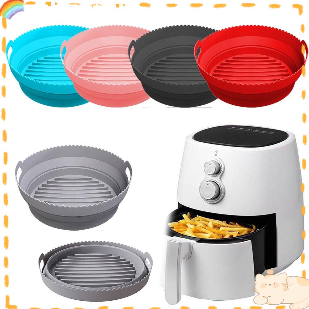 Solighter Panci Silikon Bulat Lipat Lembut Masak Piring Pizza AirFryer Aksesoris Baking Basket