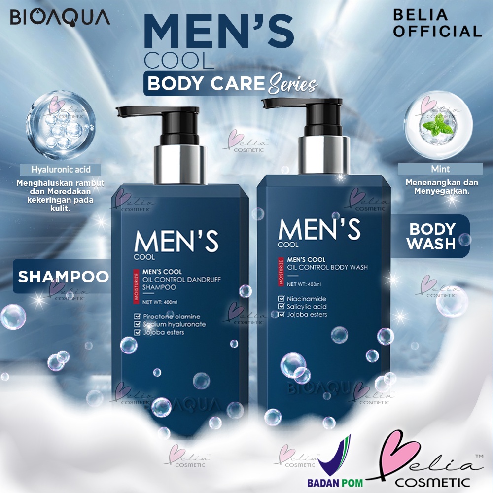 ❤ BELIA ❤ BIOAQUA Men's Cool Oil Control Firming Sabun Mandi Pria |  Sabun Mandi 400ml | Shampoo 400ml | BPOM