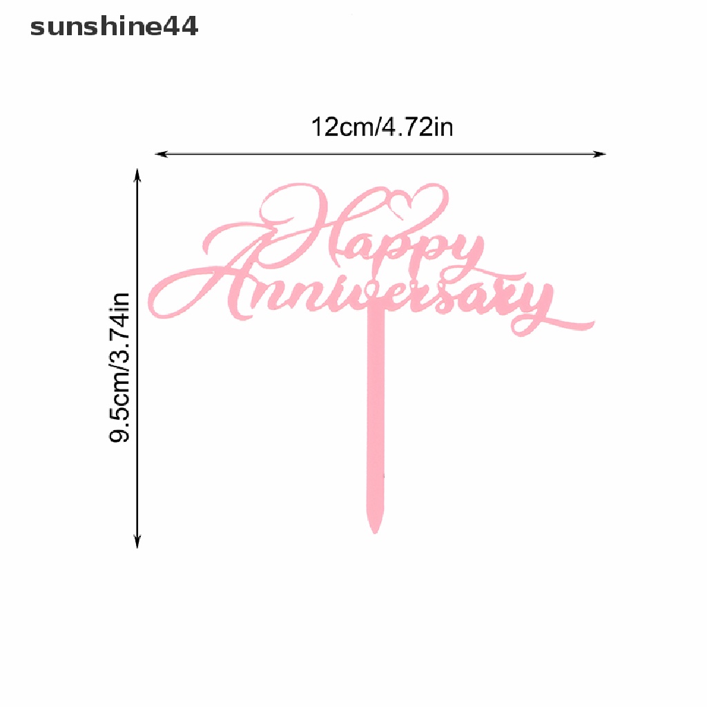 Hiasan Kue Akrilik Sunshine Gold Pink Happy Anniversary Hiasan Kue Valene Day.