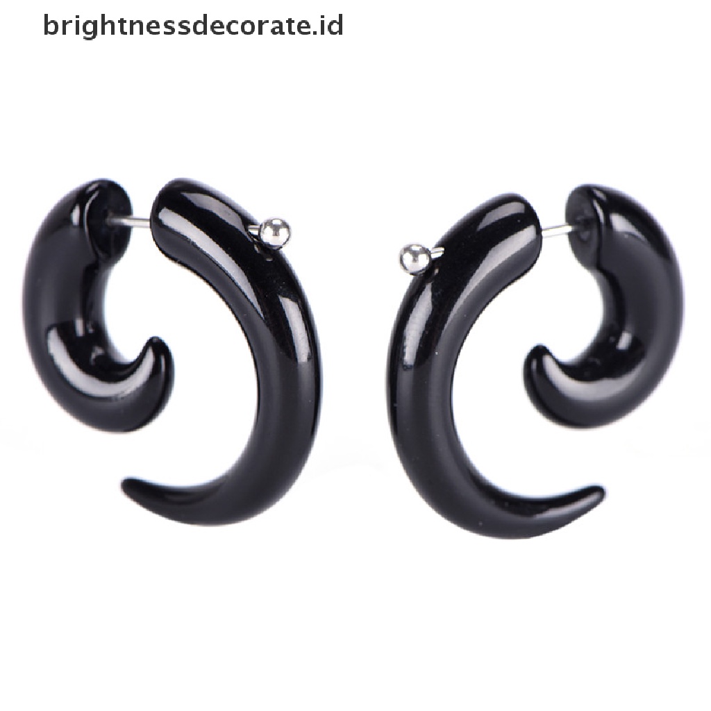 [Birth] Gothic Wanita Pria Punk Hitam Akrilik Siput Stud Earrings Perhiasan Telinga [ID]