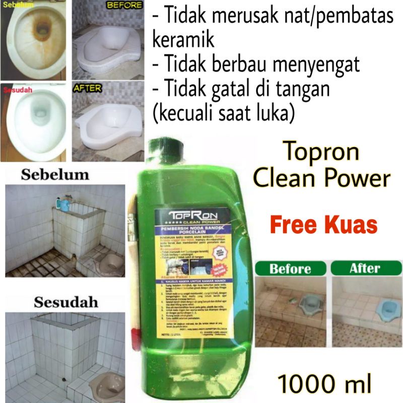 TOPRON Clean Power Original Pembersih Kerak Kamar keramik Mandi Lantai Gratis Kuas Cantik