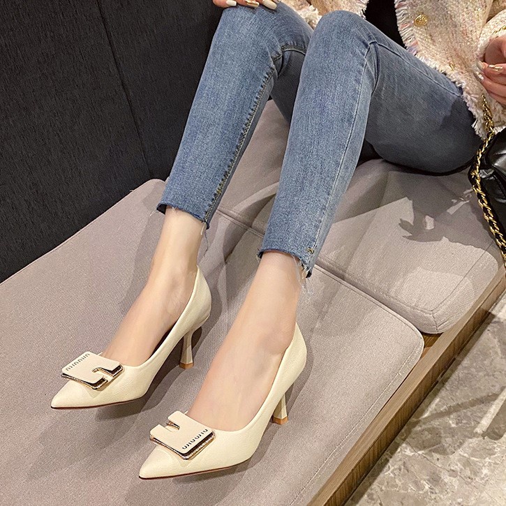 FD Sepatu Hak Wanita Import High Heels 7cm Sepatu Kerja Simpel Model Elegan HI-041