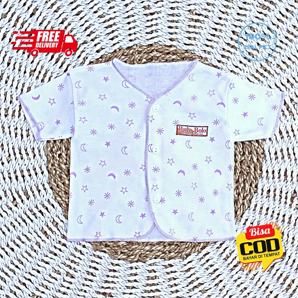 SALE 7.7 Serian Lilac - 3 pcs Baju Bayi Tangan Pendek Bayi Baru Lahir 0 sd 3 Bulan Lilac Series merk SNI Bolo - Bolo