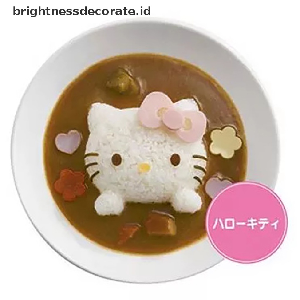 [Birth] 1set Kartun KT Bentuk Kucing Silikon Rice Ball Mold Bento Emboss Molds DIY Tool [ID]