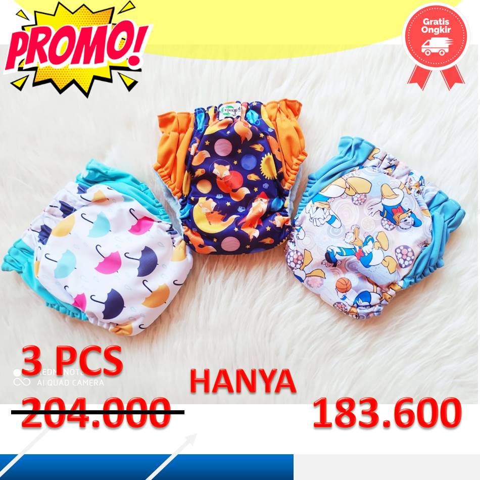 Paket Termurah Isi 3 Pcs Clodi Ningrat Aio Reguler ( Bb 4-15 Kg) Popok Pants Popok Cuci Ulang