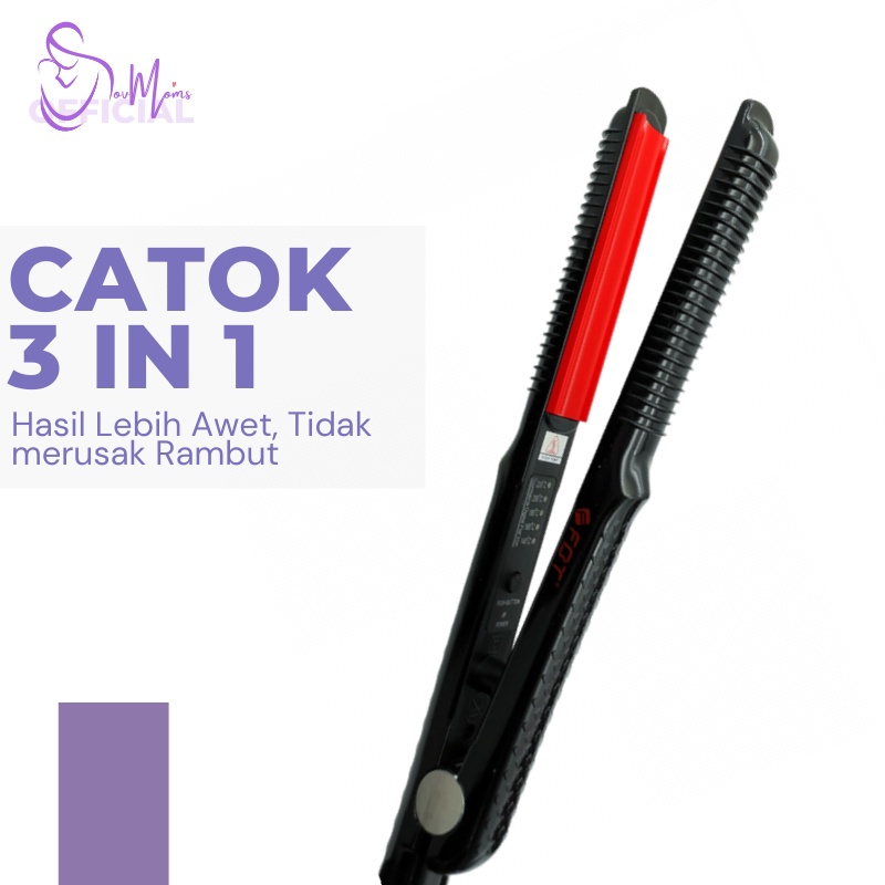 Catokan Rambut Turmaline Tourmaline 3 In 1 Curly Wavy Straight Alat Catok Cetokan Carokan Catokkan Salon Pengeriting Pengkriting Pengriting Keriting Kriting Kerli Curly Rambut Wave Wavy Straight Lurus Otomatis Original Ori Keramik Premium Permanen Murah