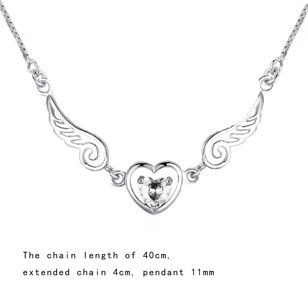 INS Angel Wings Moonstone Light Luxury Simple Versatile Necklace Fashion Clavicle Chain Necklace For Women