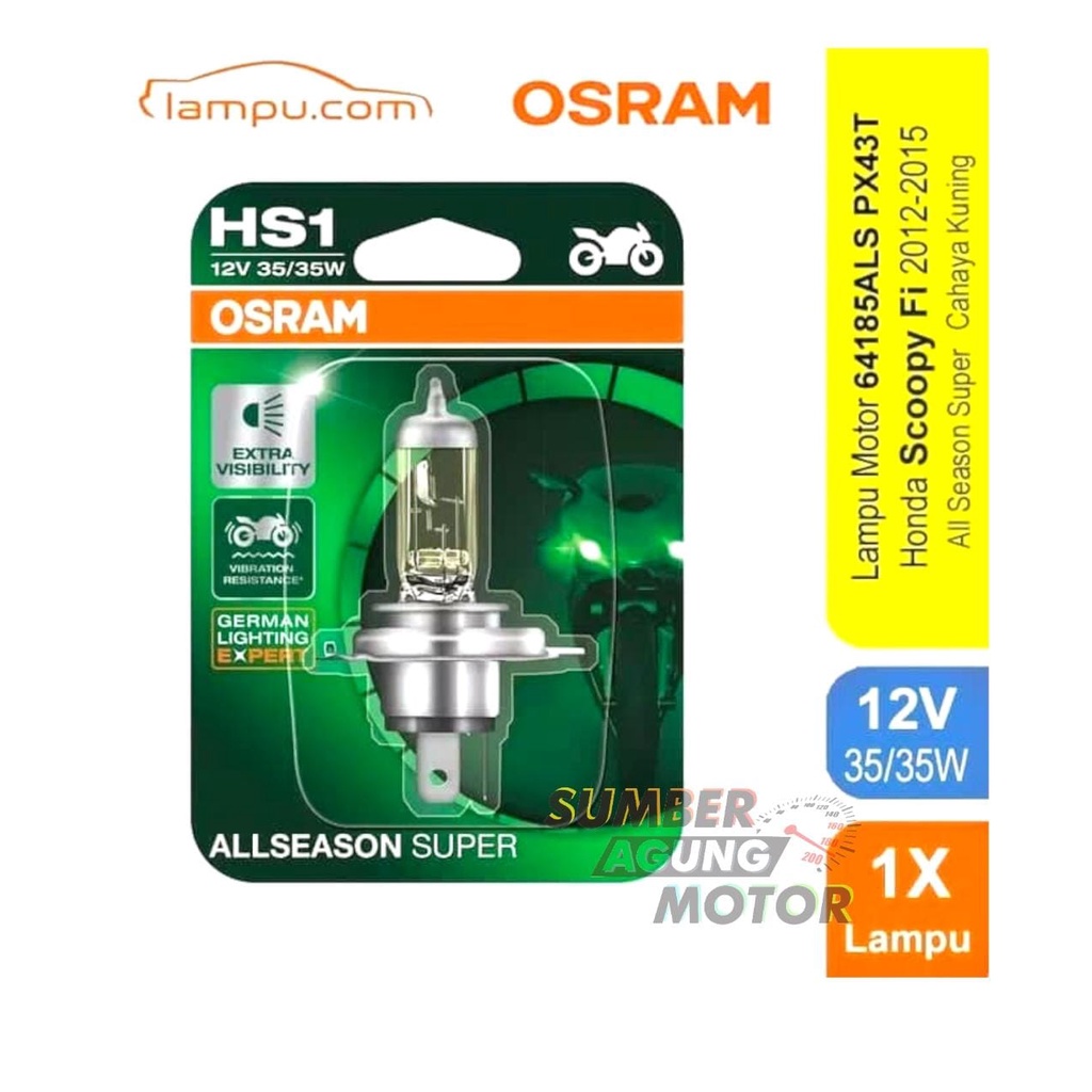 BOHLAM LAMPU DEPAN HS1 H4 ALL SEASON SUPER 12V 35/35 W VIXION SCOOPY FI CB150R  ORIGINAL OSRAM