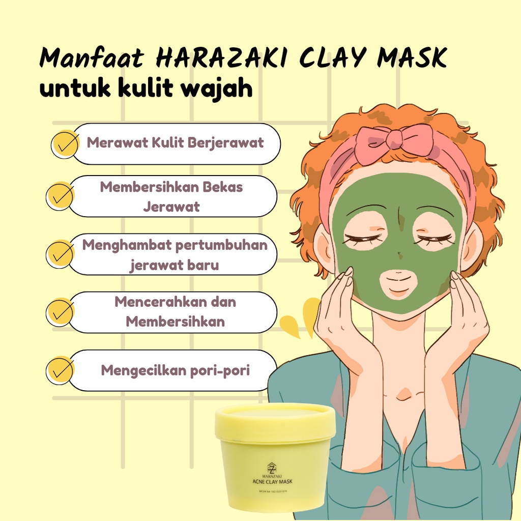 Masker Jerawat Harazaki Acne Clay Mask BPOM ORIGINAL 100%