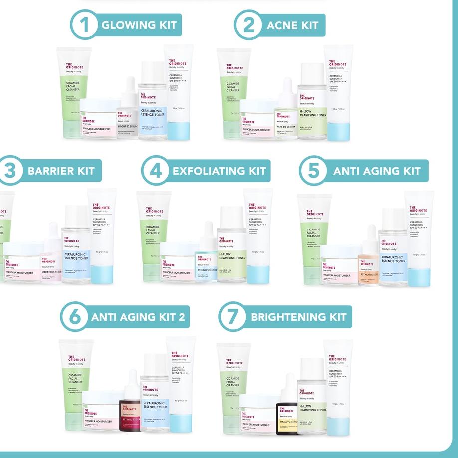 Terlaris SPECIAL BUNDLE 5in1 The Originote Paket Skincare Face Wash Toner Serum Moisturizer Sunscree