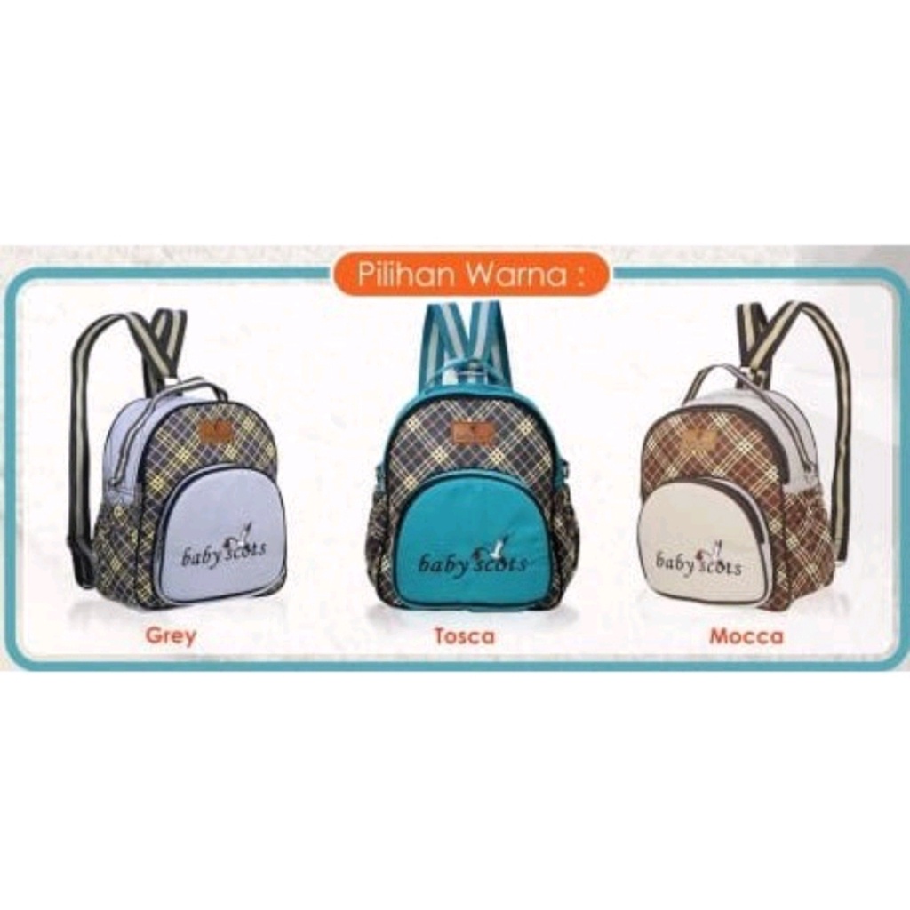 TAS PERALATAN BAYI / TAS RANSEL PERGI / TAS TRAVELLING BAYI / MEDIUM BACKPACK BAG 3 IN 1 BABY SCOTS 