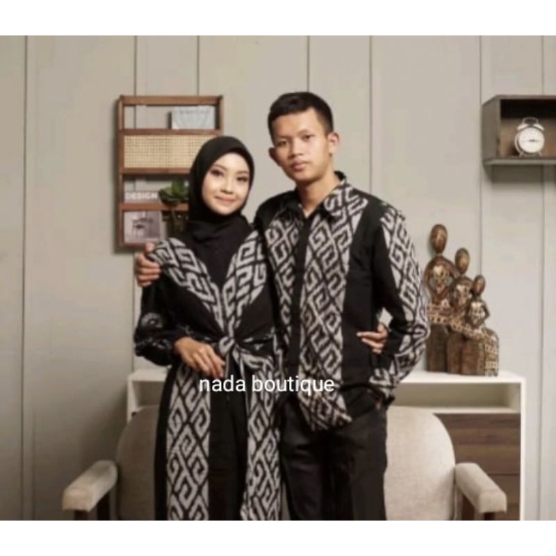 READY STOK SET COUPLE TENUN BAJU KONDANGAN CLARA DRESS BLACK