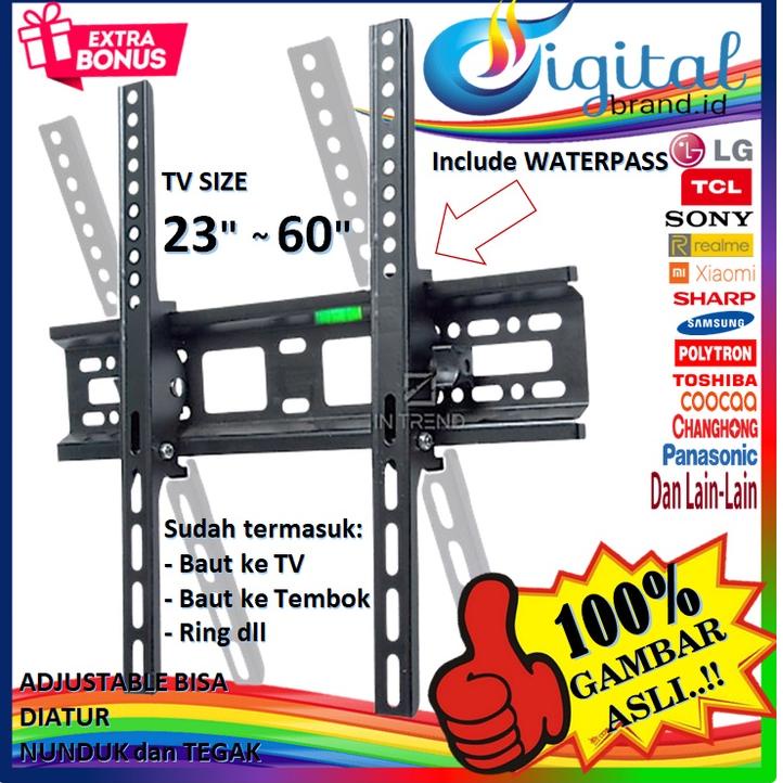 [KODE PRODUK 779L86636] GARANSI COCOK Bracket TV LED LCD 17" s/d 60" Universal  (60" 55" 50" 43" 42"
