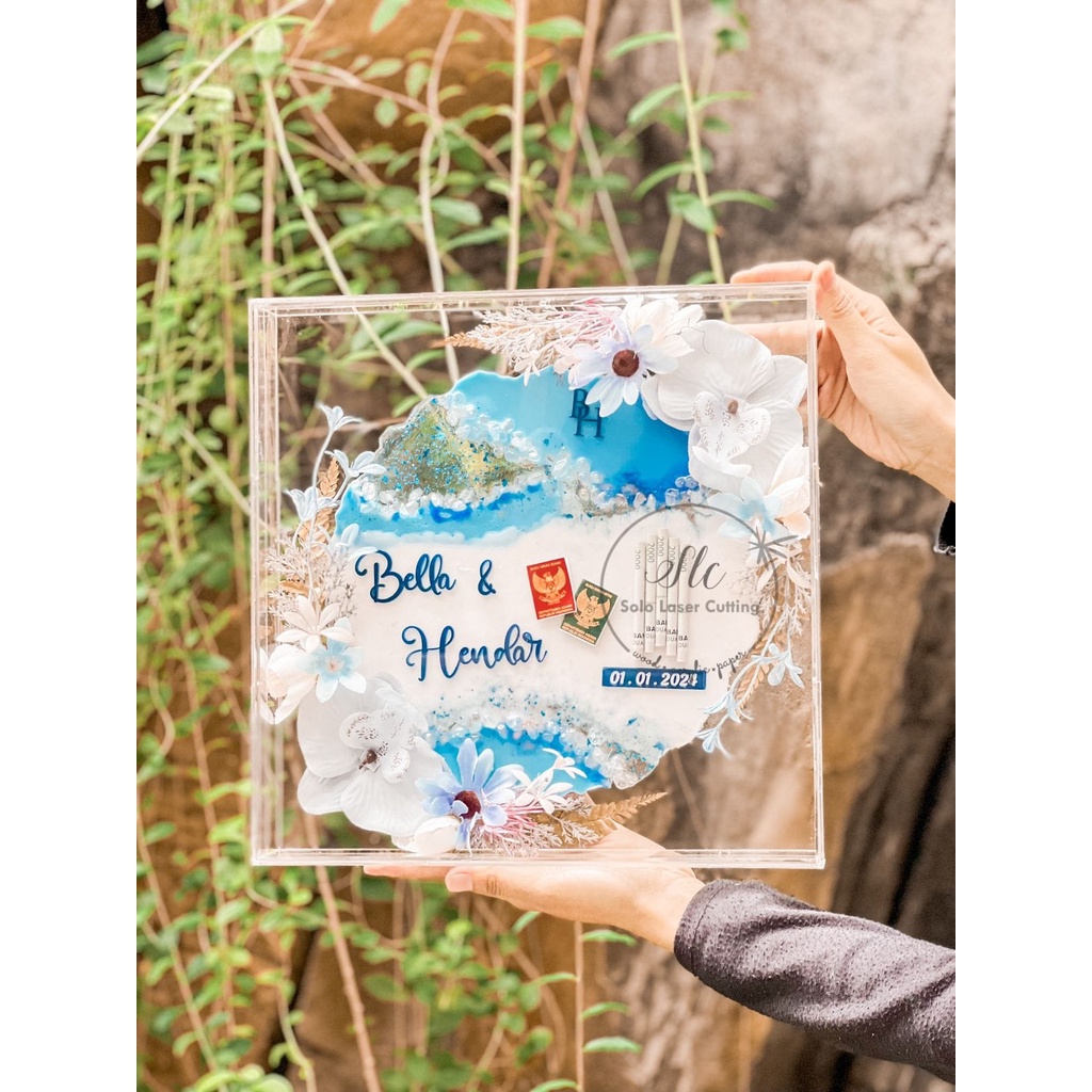 New Mahar Abstract geode resin bulat 40x40 Mahar Pernikahan GIFT ANNIVERSARY BIRTHDAY PIGURA MAHAR A