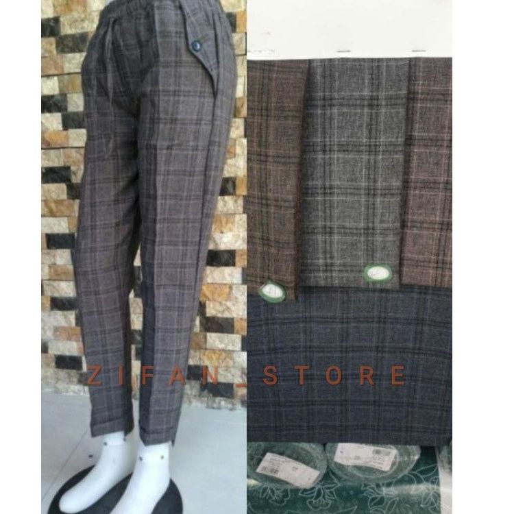 【flashϟsale】 Celana tartan motif kotak/ Celana wanita kotak kotak/  Baggy pant kotak/ Kain import