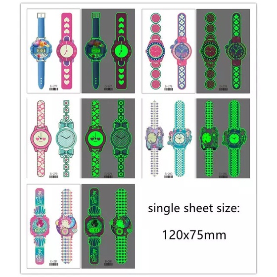 Jam Tangan Mainan Anak Stiker Tato Kartun Menyala Dalam Gelap